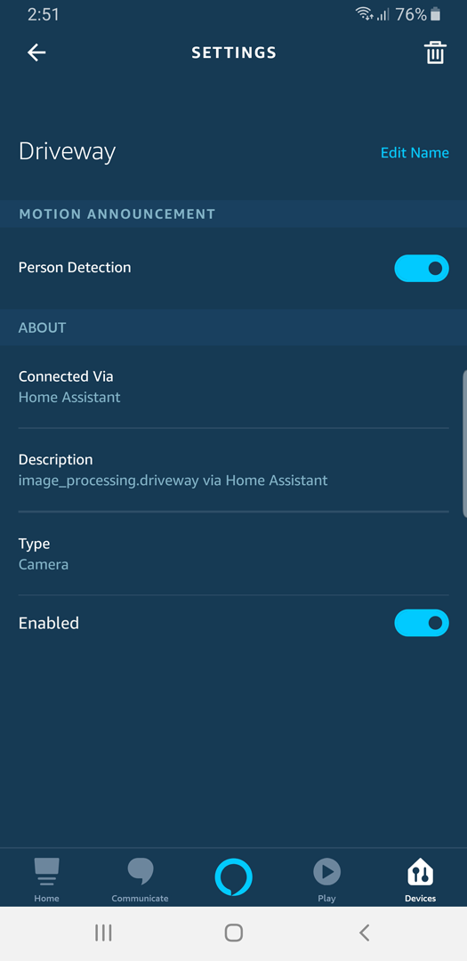 Screenshot: Alexa App Person Detection Notification